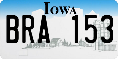 IA license plate BRA153