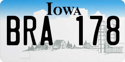 IA license plate BRA178