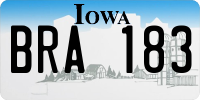 IA license plate BRA183