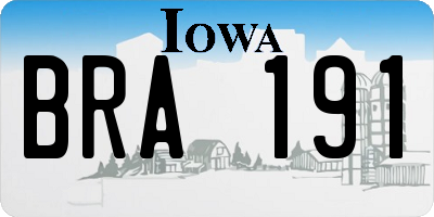 IA license plate BRA191