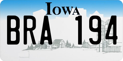 IA license plate BRA194