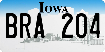 IA license plate BRA204