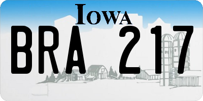 IA license plate BRA217