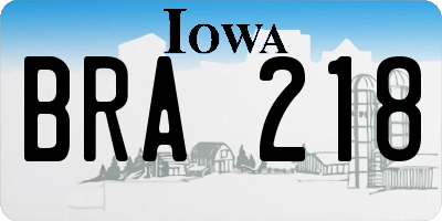IA license plate BRA218