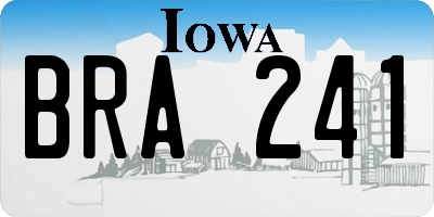 IA license plate BRA241