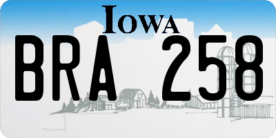 IA license plate BRA258