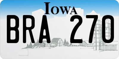 IA license plate BRA270