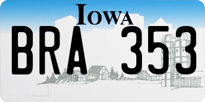 IA license plate BRA353