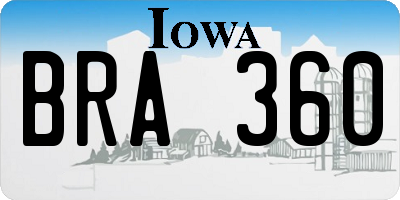 IA license plate BRA360