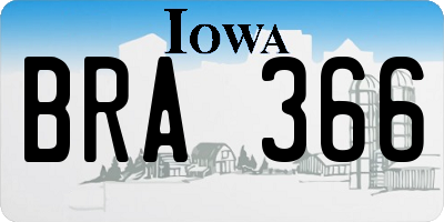 IA license plate BRA366