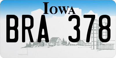IA license plate BRA378