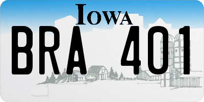 IA license plate BRA401