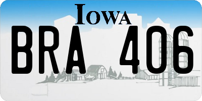 IA license plate BRA406