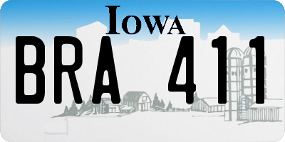 IA license plate BRA411
