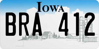 IA license plate BRA412