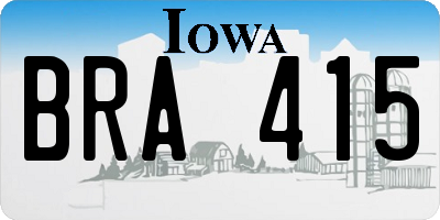 IA license plate BRA415