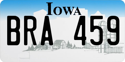 IA license plate BRA459