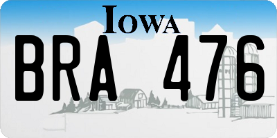 IA license plate BRA476