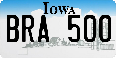 IA license plate BRA500