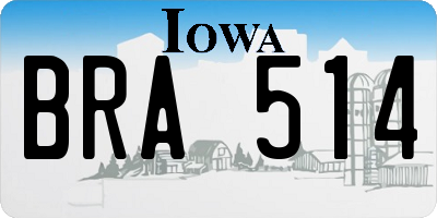 IA license plate BRA514