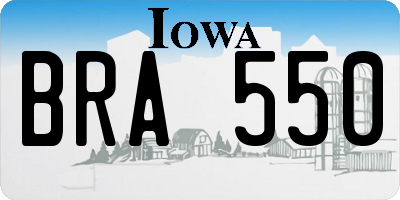 IA license plate BRA550