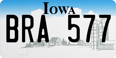 IA license plate BRA577