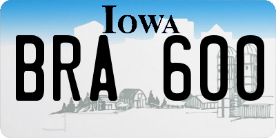IA license plate BRA600