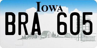 IA license plate BRA605
