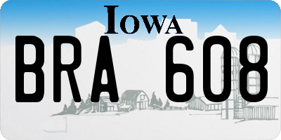 IA license plate BRA608