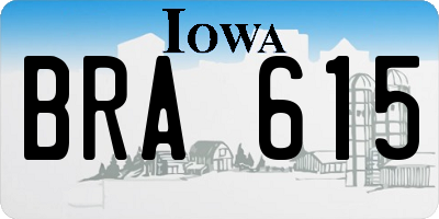 IA license plate BRA615