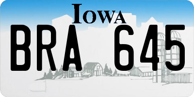 IA license plate BRA645