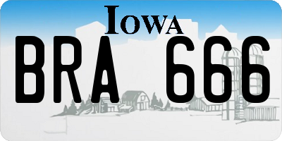 IA license plate BRA666