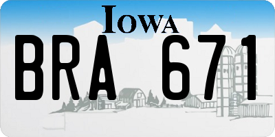 IA license plate BRA671