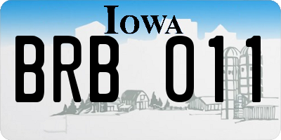 IA license plate BRB011