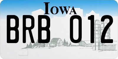 IA license plate BRB012