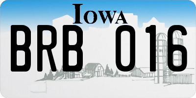 IA license plate BRB016