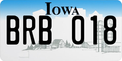 IA license plate BRB018
