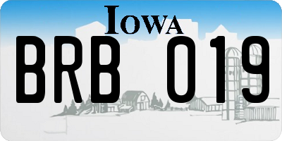 IA license plate BRB019
