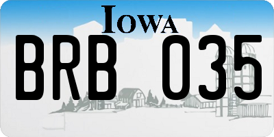IA license plate BRB035