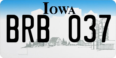 IA license plate BRB037