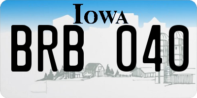 IA license plate BRB040