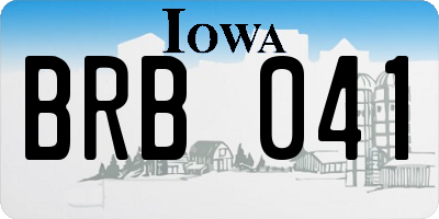 IA license plate BRB041