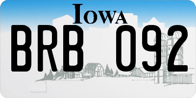 IA license plate BRB092