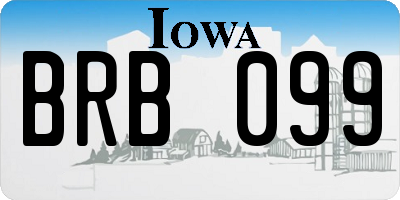 IA license plate BRB099
