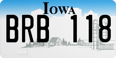 IA license plate BRB118