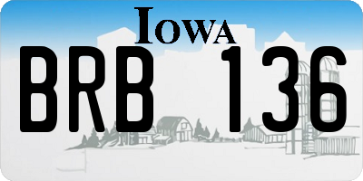 IA license plate BRB136