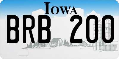 IA license plate BRB200