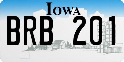 IA license plate BRB201
