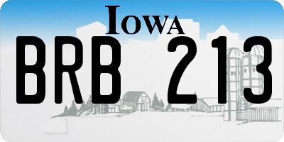 IA license plate BRB213