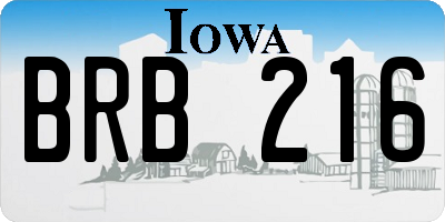 IA license plate BRB216